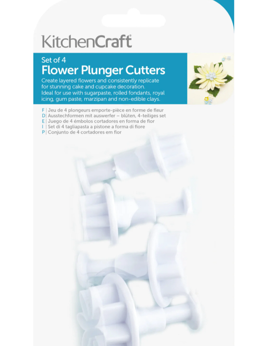 Set of 4 Flower Fondant Plunger Cutters